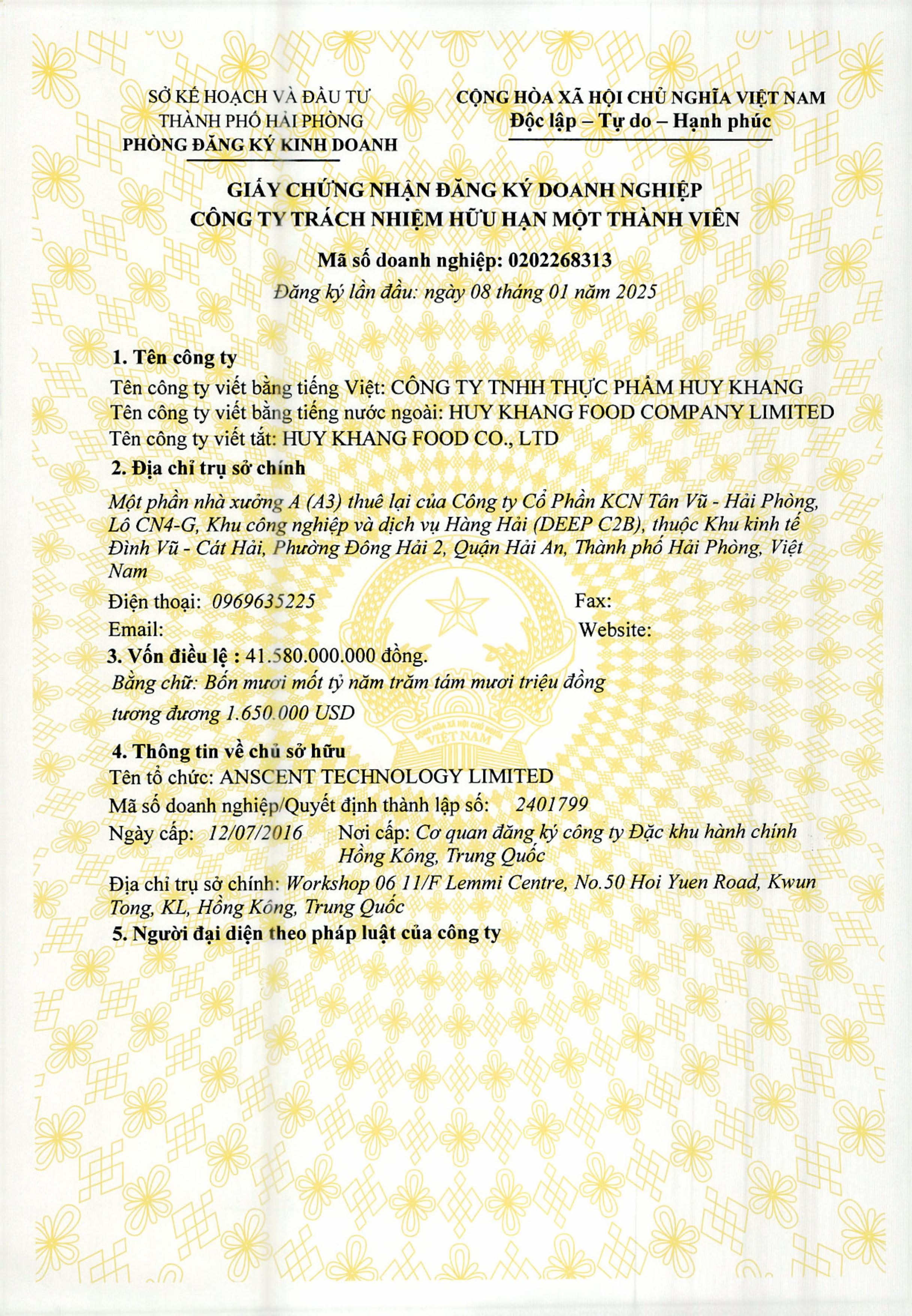 Chấm dứt hoạt động chi nhánh tại Hải Phòng